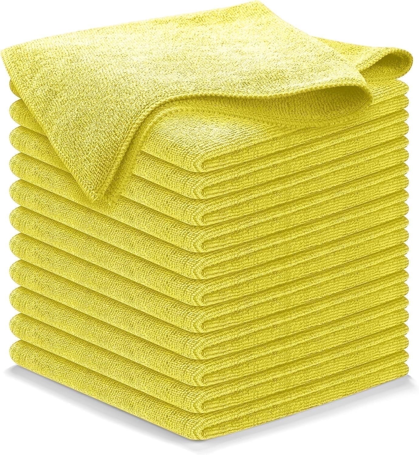 USANOOKS Microfiber Cleaning Cloth Yellow 12-Pack 12.5 x 12.5 in
