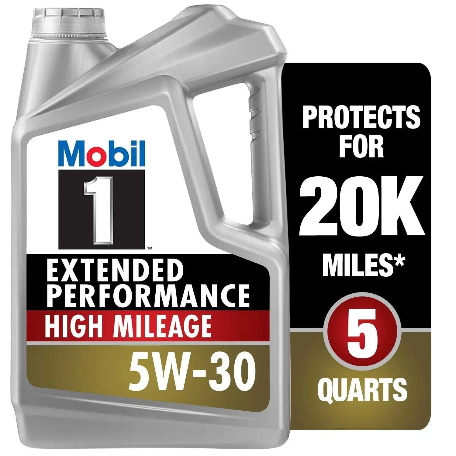 Mobil 1 Extended Performance High Mileage Full Synthetic Oil 5W-30, 5 Qt