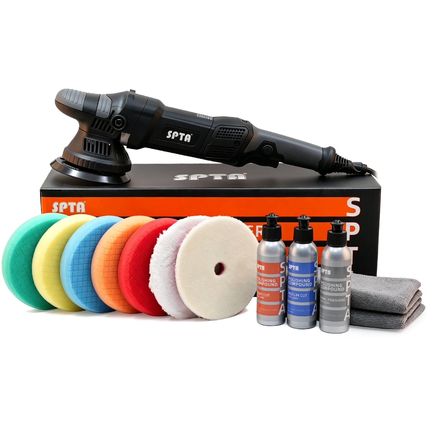 SPTA 5-in Dual Action Random Orbital Car Polisher Detailing Kit