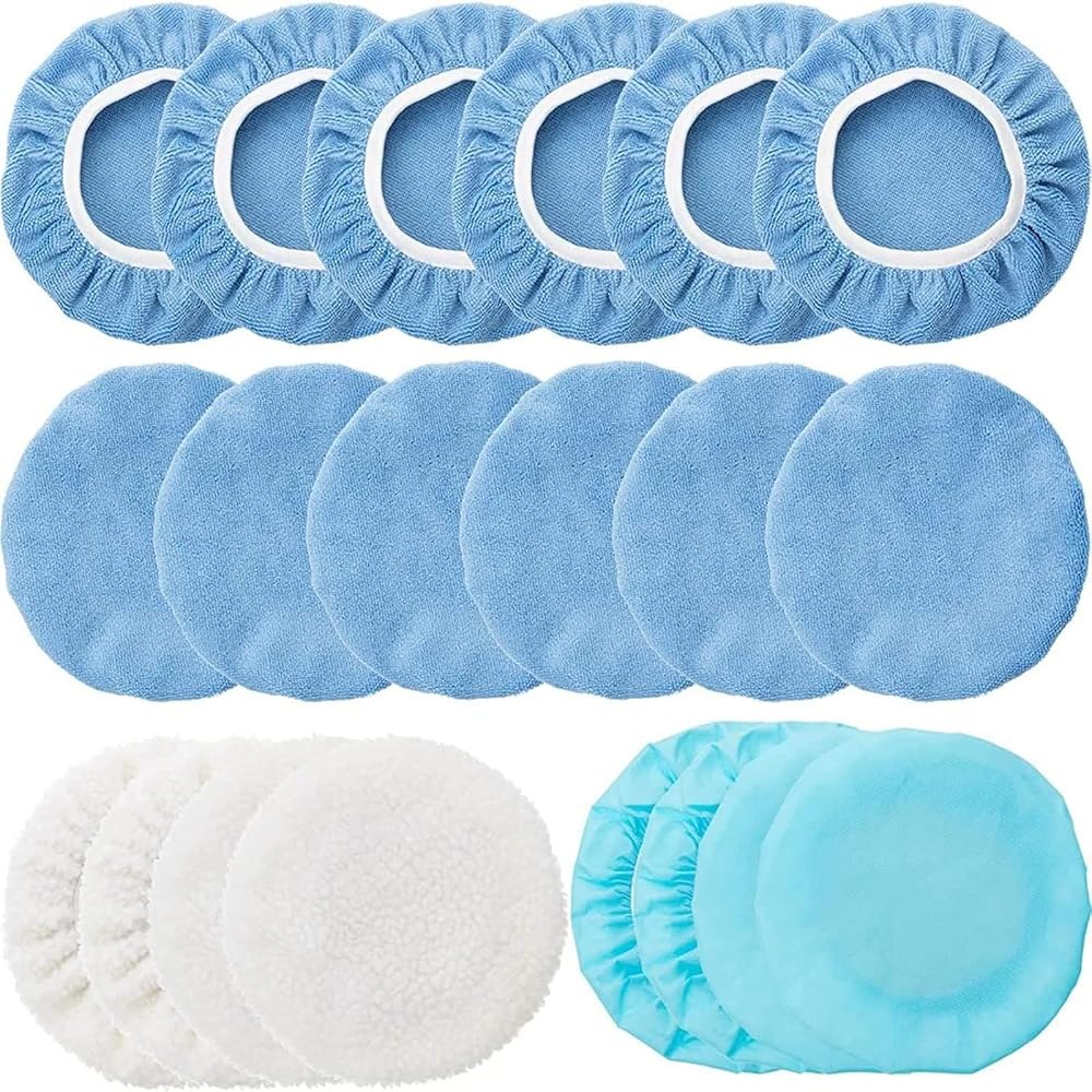 Mudder 20-Piece Car Orbital Buffer Polisher Pad Bonnets, 7-8 in