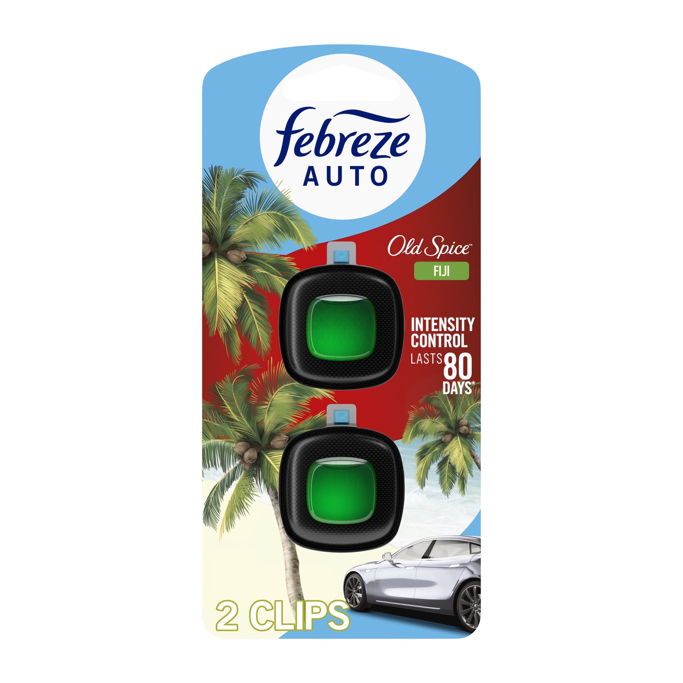 Febreze Car Vent Clip Air Freshener Fiji, 8-Count