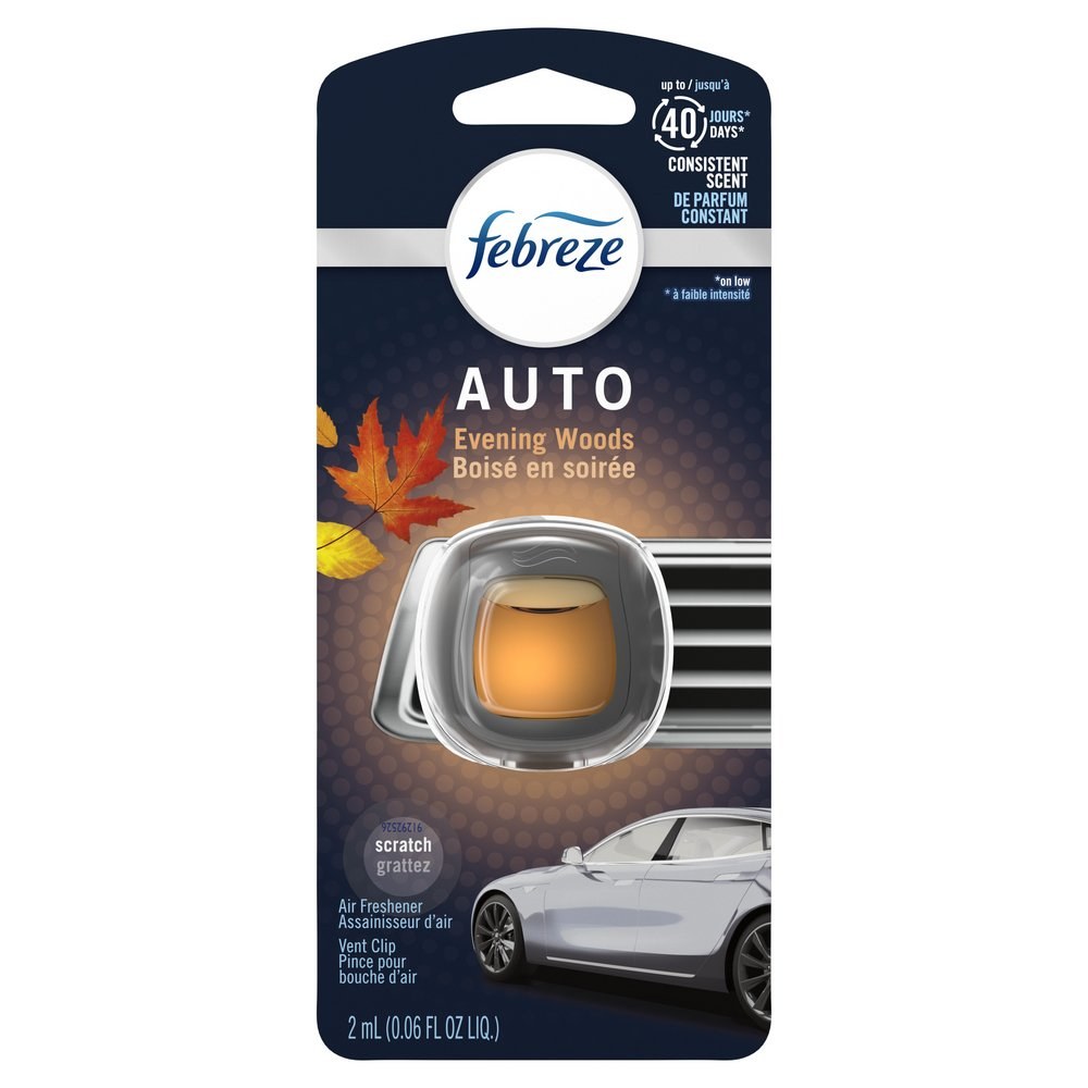 Febreze Car Vent Clip Air Freshener, Evening Woods