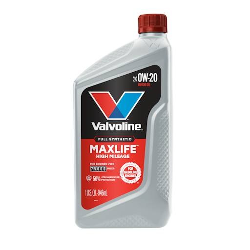 Valvoline Full Synthetic High Mileage with MaxLife Technology 0W-20 Motor Oil 1 QT, Pack of 2