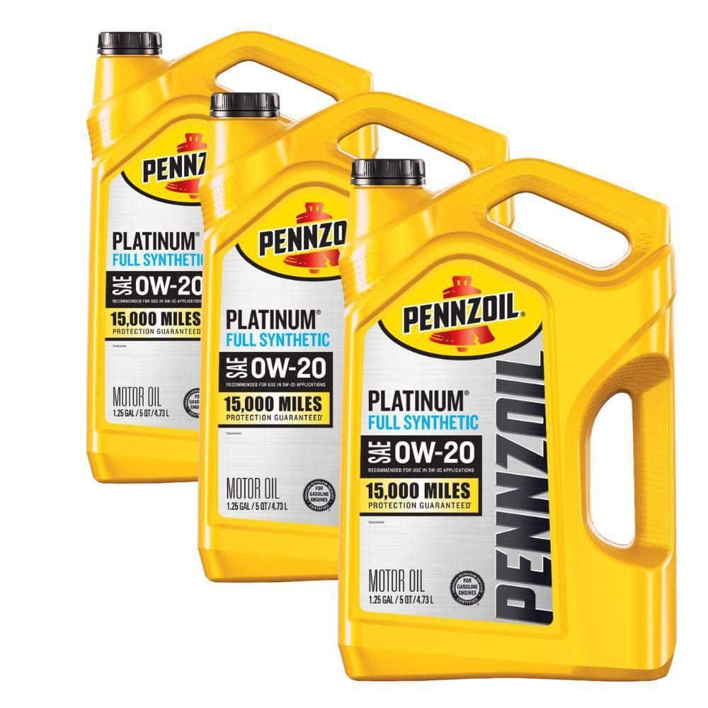 Pennzoil Platinum Full Synthetic 0W-20 Motor Oil 5-Quart, Case of 3