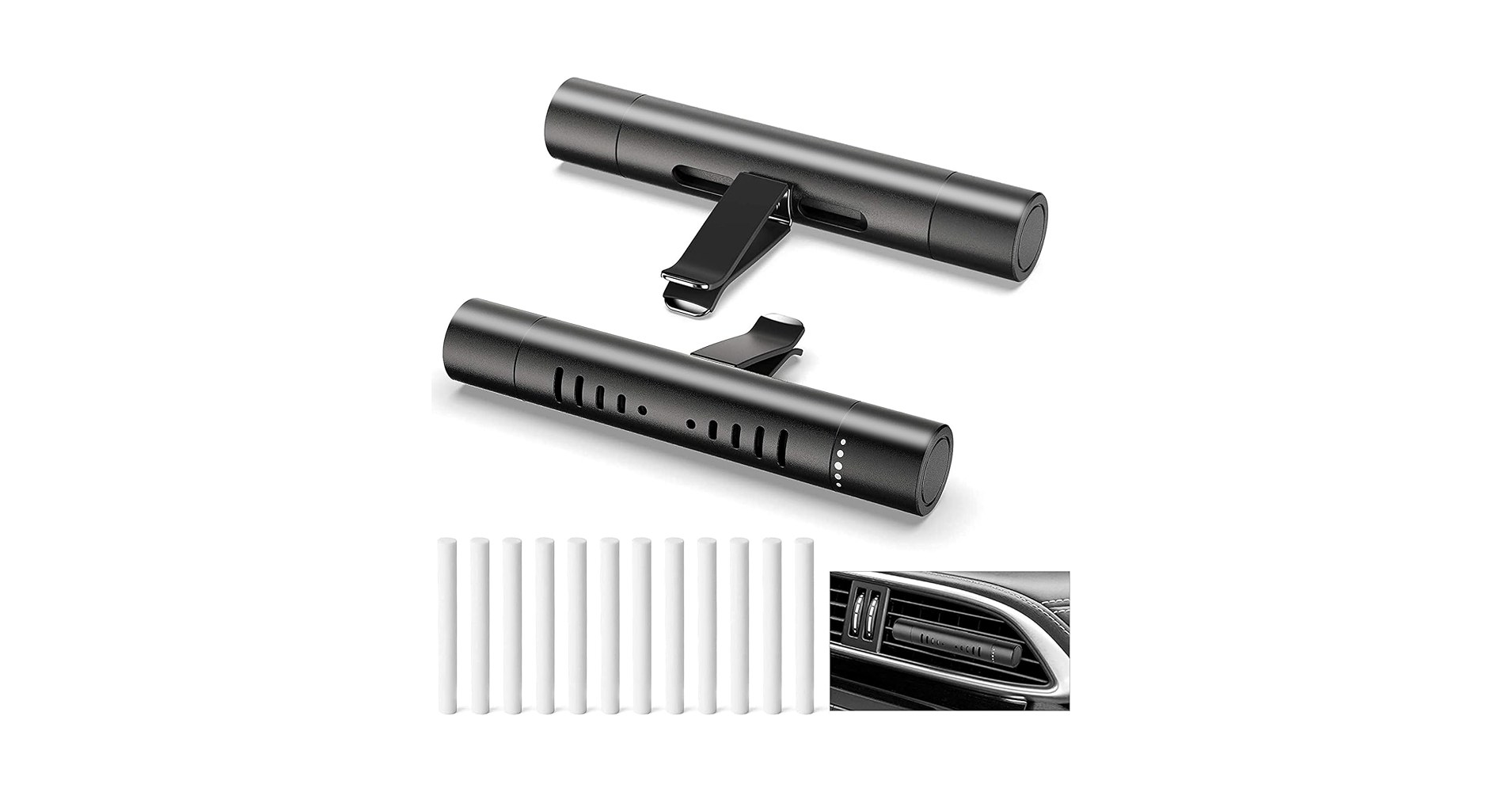 EORRZZY Car Air Freshener Vent Clips Scented Sticks Kit - 10 Aromas + 8 Refills