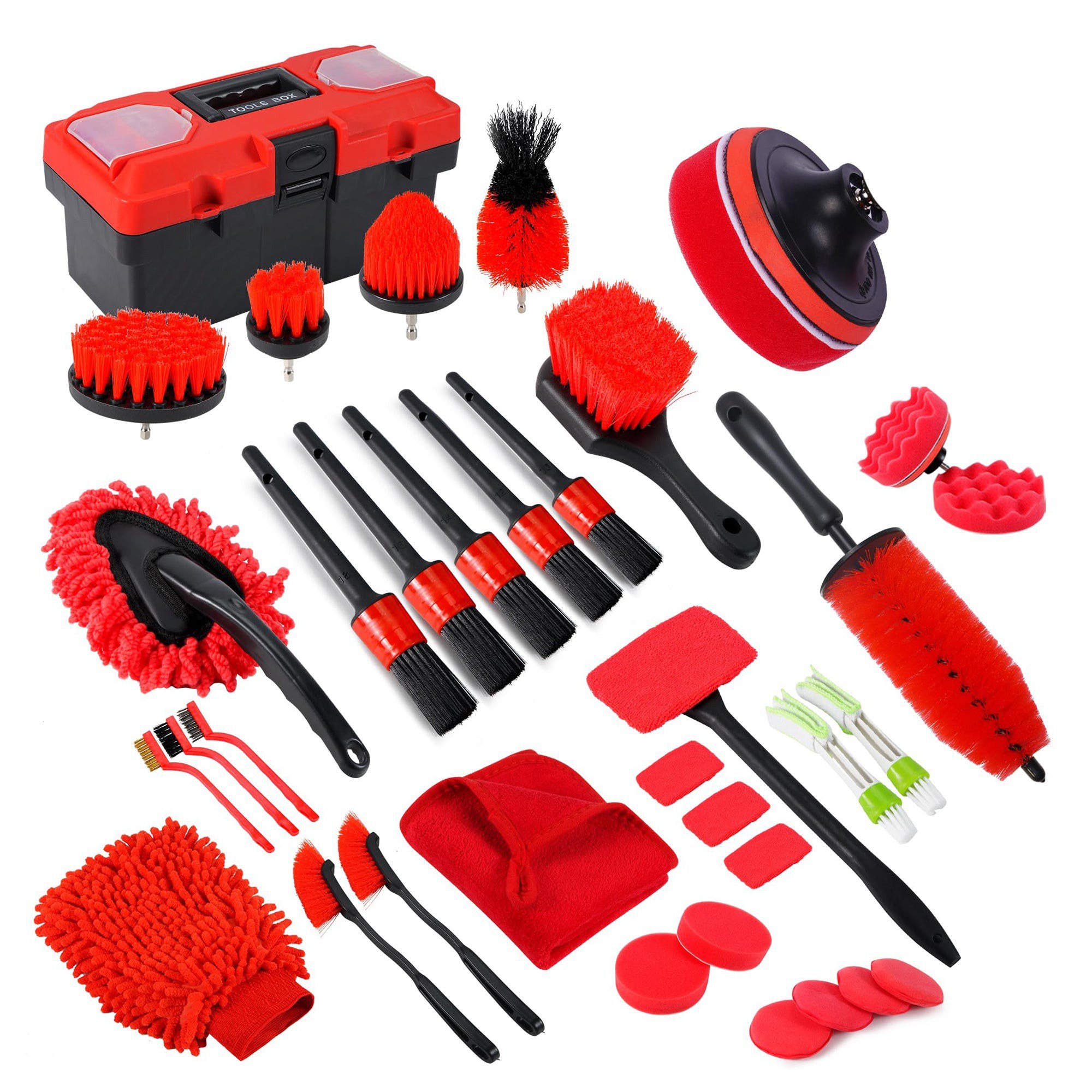 35-Piece Car Detailing Kit - Detailing Brush Set + Car Wash Cleaning Kit