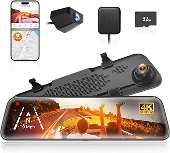 WOLFBOX G840S 12" 4K Mirror Dash Cam with GPS