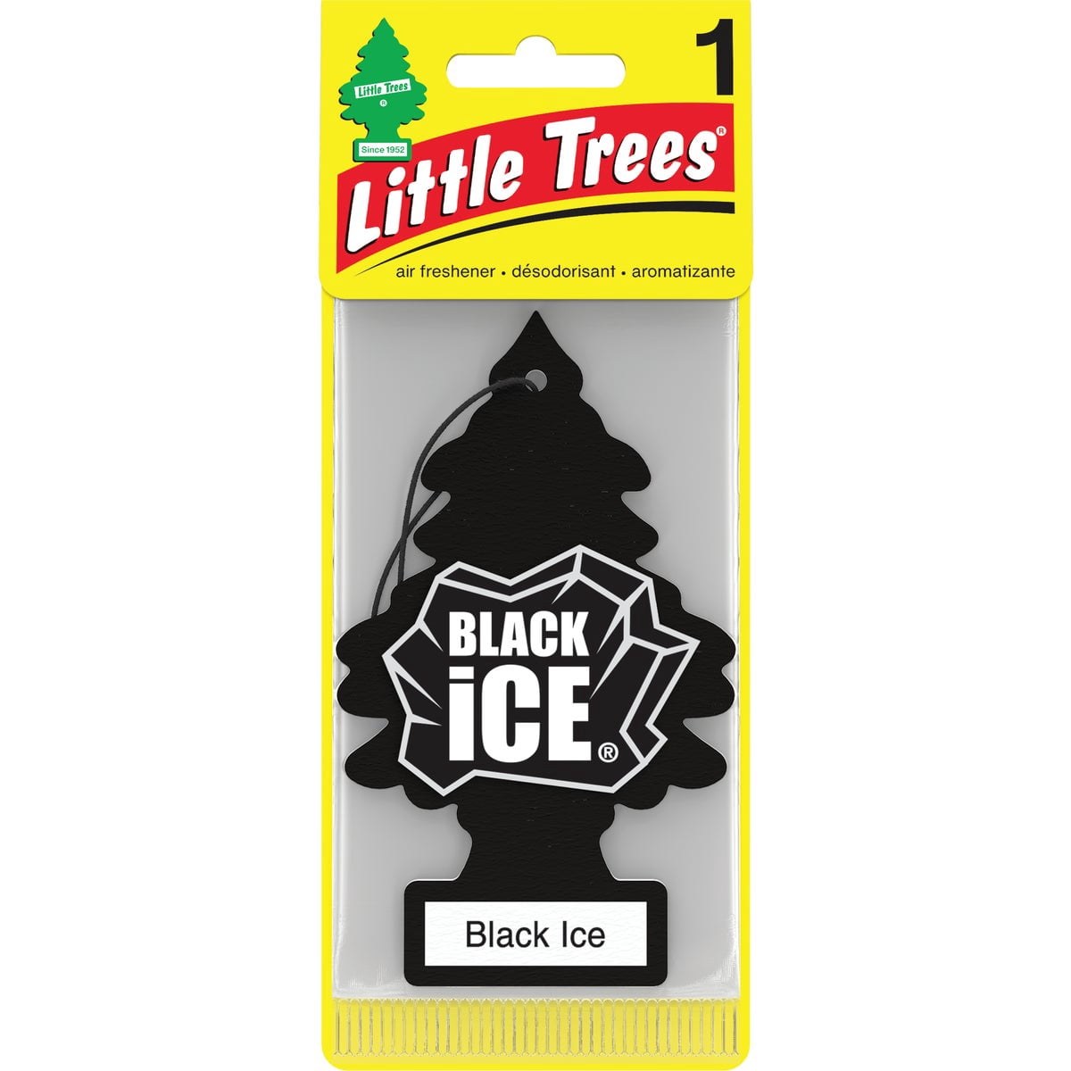 Little Trees Car Air Freshener, Hanging Paper Tree, Black Ice, 3 Pack
