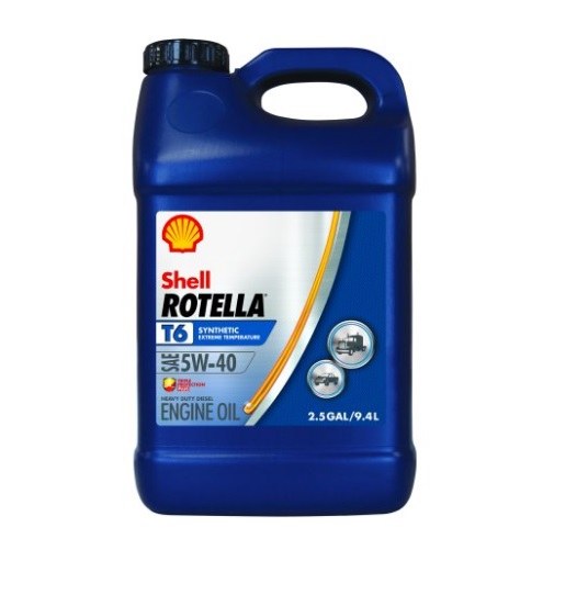 Shell Rotella T6 Full Synthetic 5W-40 Diesel Engine Oil, 2.5 Gallon (2 Pack)