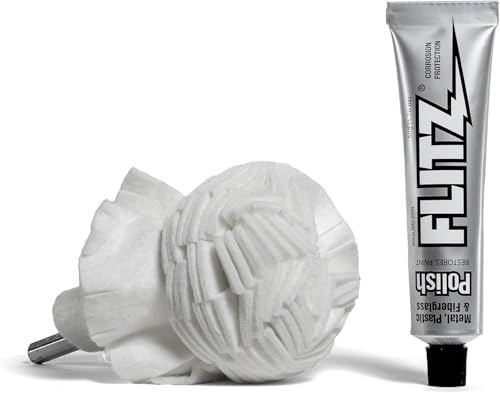Flitz Buff Ball with 1.76 oz Metal Polish Paste, 3 in Drill Buffer