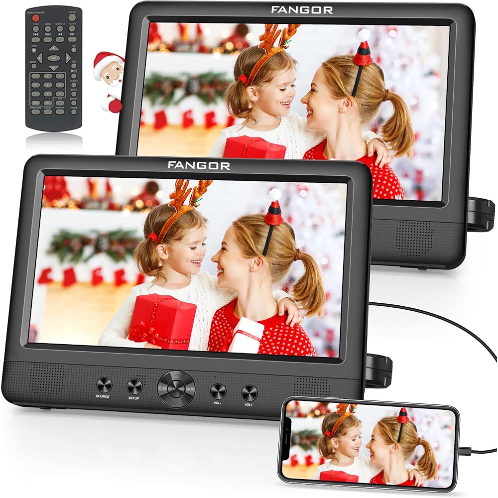 FANGOR 10" Dual Headrest DVD Player