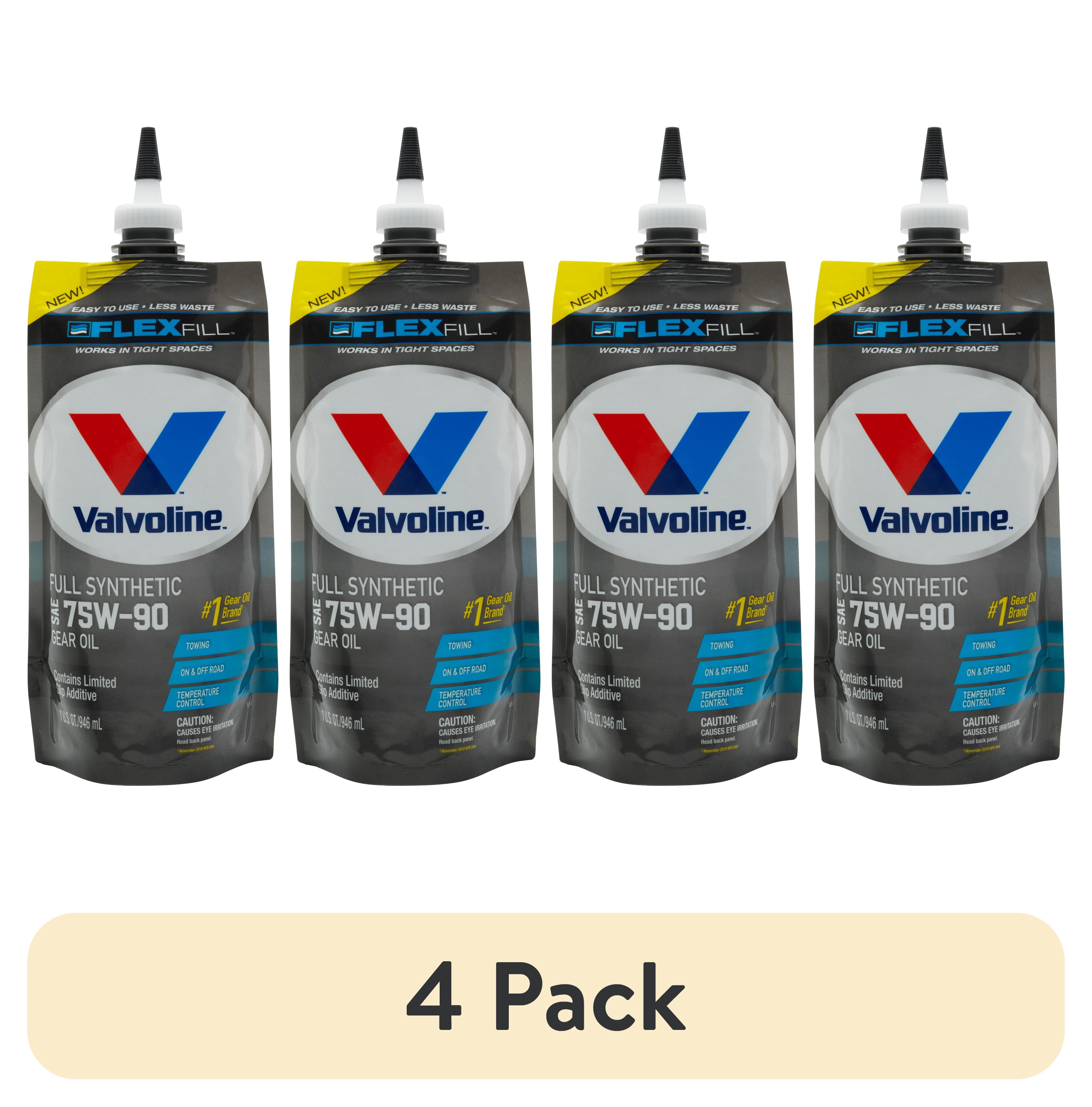 Valvoline FlexFill Extended Protection Full Synthetic 75W-90 Gear Oil, 1 QT Pouch, Case of 4