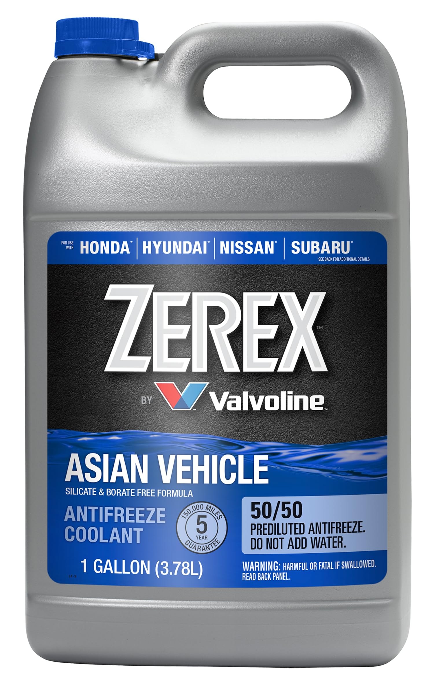 Zerex Asian Vehicle Blue Silicate and Borate Free 50/50 Prediluted Antifreeze/Coolant, 1 GA, Case of 6