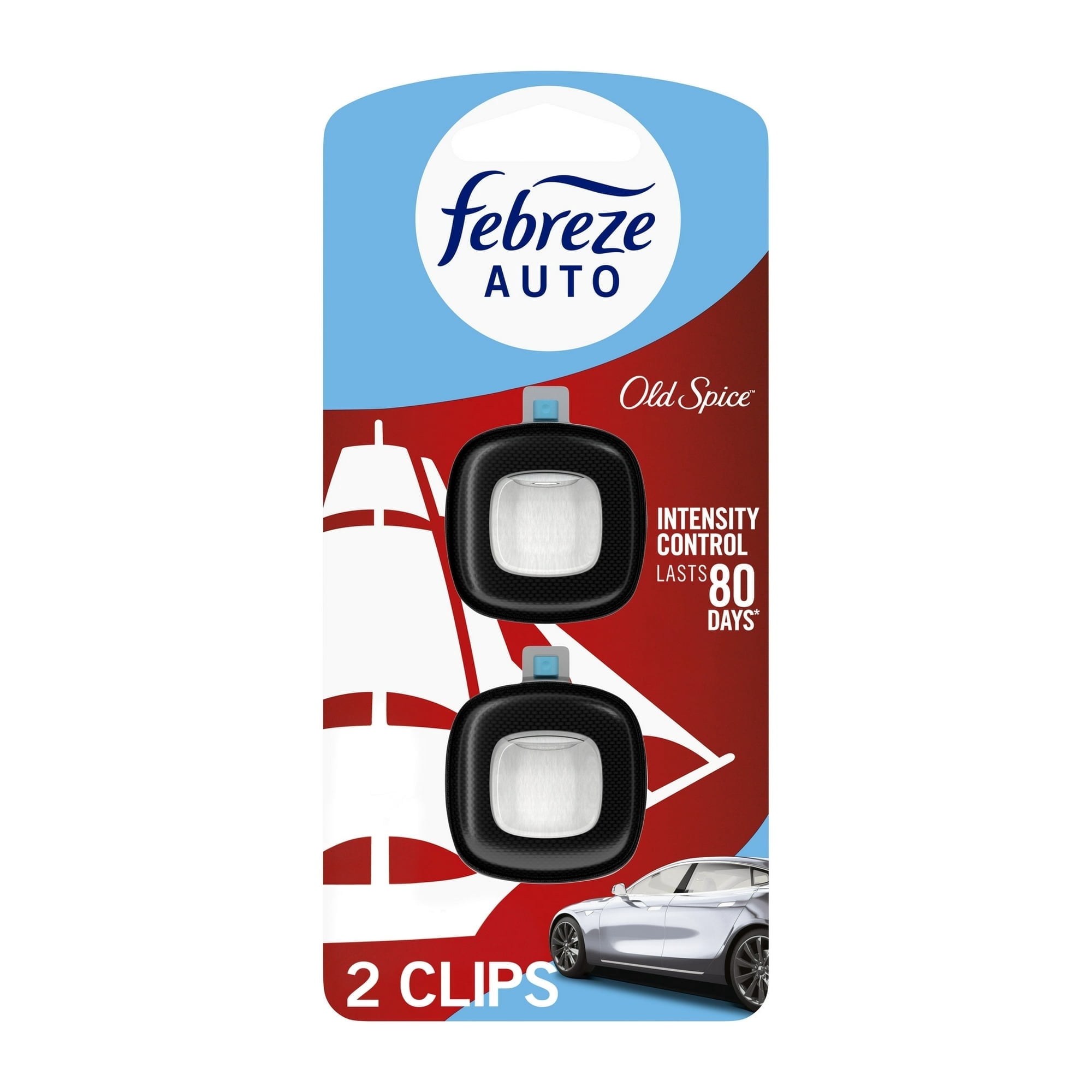 Febreze Odour-Fighting Auto Air Freshener, Car Vent Clip, Old Spice, 4 ct