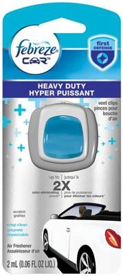 Febreze Car Vent Clip Air Freshener, Heavy Duty, Crisp Clean
