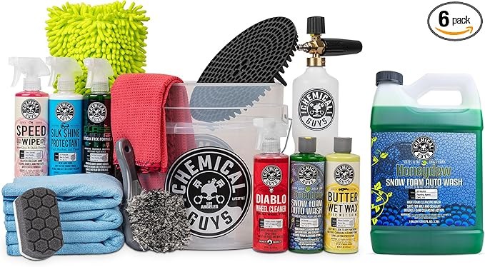 Chemical Guys HOL169 16-Piece Arsenal Builder Car Wash Kit with Foam Cannon, Bucket, and 6 x 16 oz Car Care Chemicals