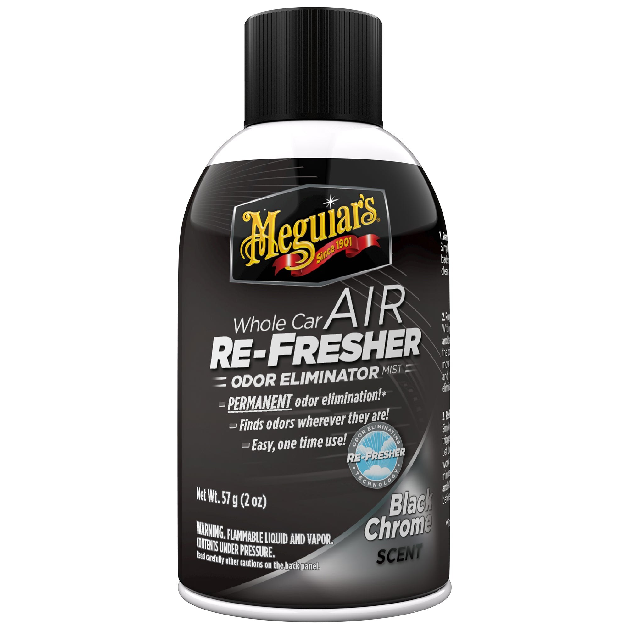 Meguiar's Whole Car Air Re-Fresher Odor Eliminator Mist, Black Chrome Scent, 2 Oz