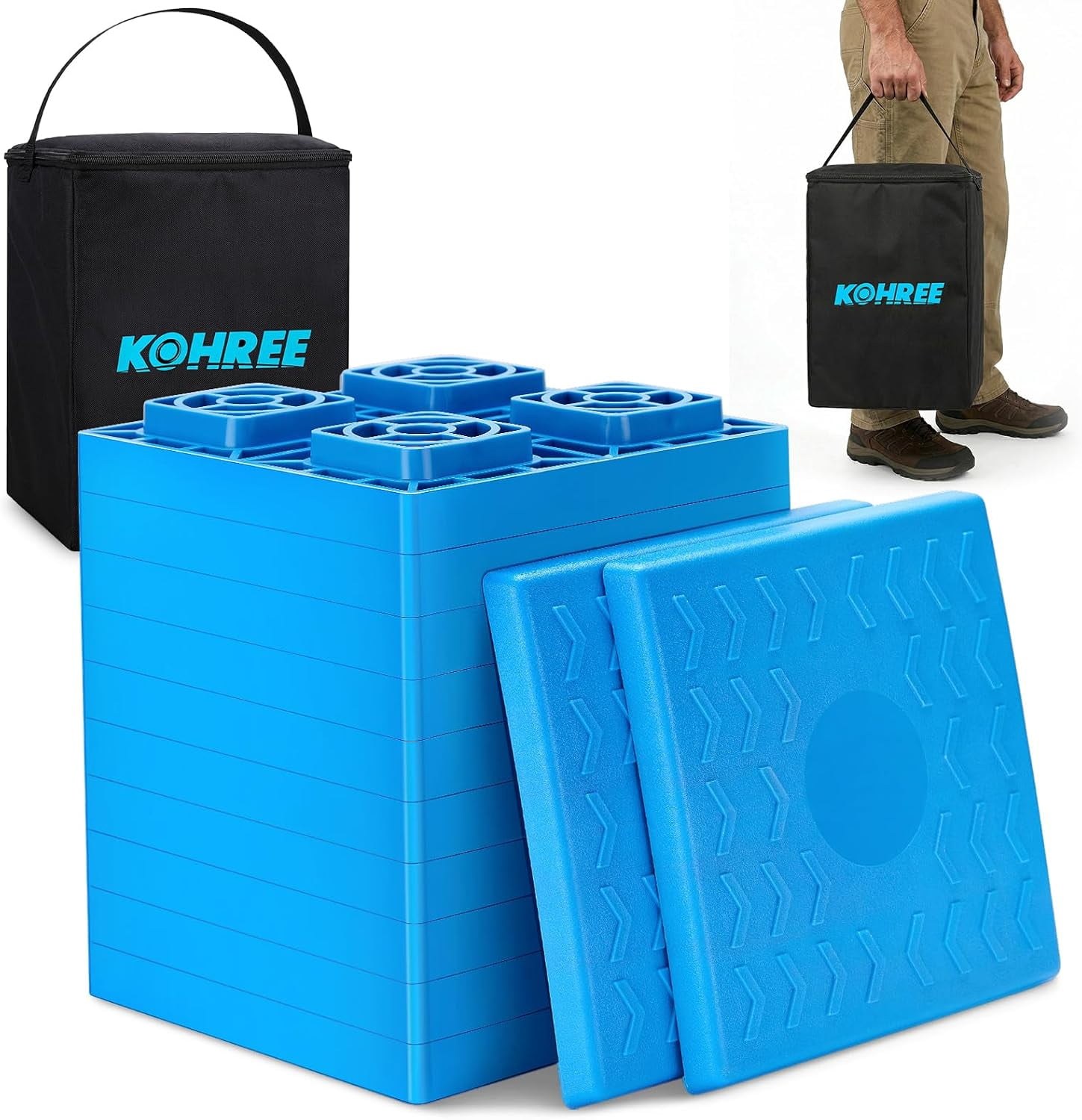 RVMATE 12 Pack RV Leveling Blocks, Heavy Duty Camper Leveling Blocks, Great for Single and Dual Wheels
