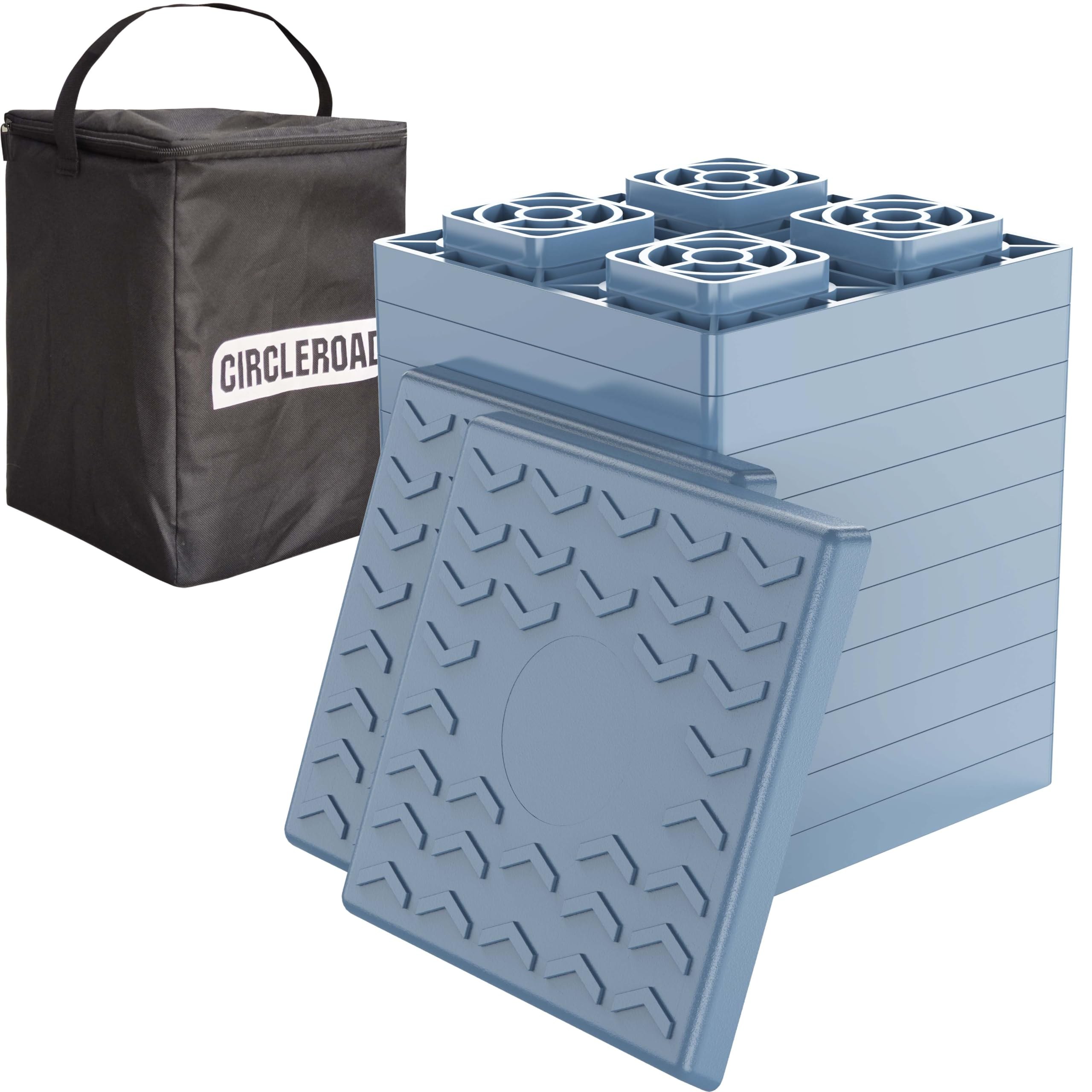 CircleRoad Heavy Duty RV Leveling Blocks 12 Pack, Interlocking Design with Packing Bag, Gray