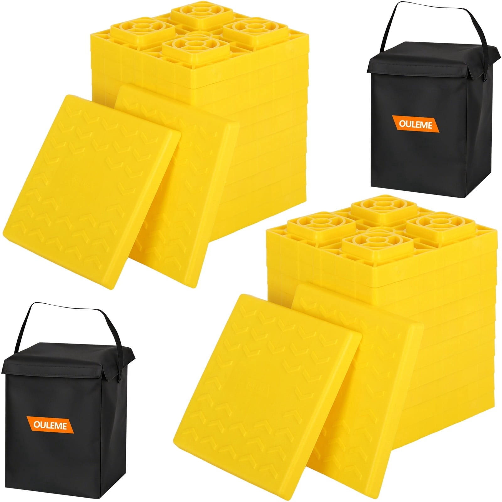 OULEME 12 Pack RV Leveling Blocks, Stackable Jack Blocks, Interlocking Leveling Pads with Carrying Bag