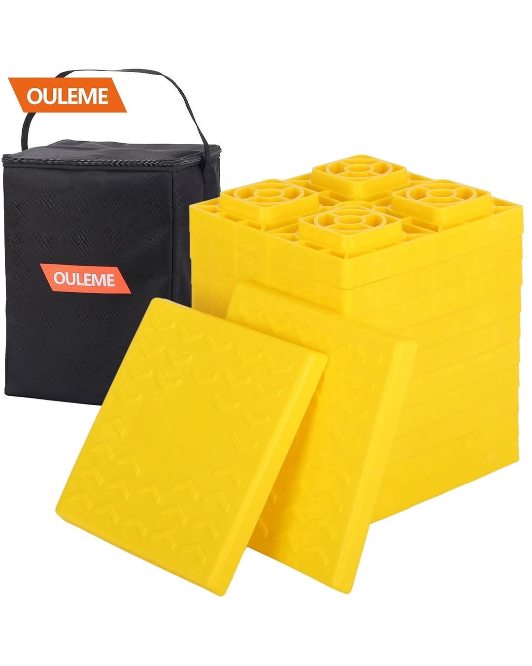 ROBLOCK RV Leveling Blocks 12 Pack with 2 Rubber Tops, Stackable Jack Blocks with Carrying Bag