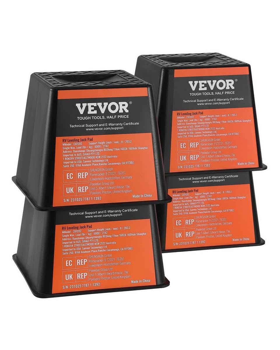 VEVOR Trailer Jack Block 4-Pack, 6000 lbs Capacity per Block, Polypropylene RV Camper Stabilizer Blocks