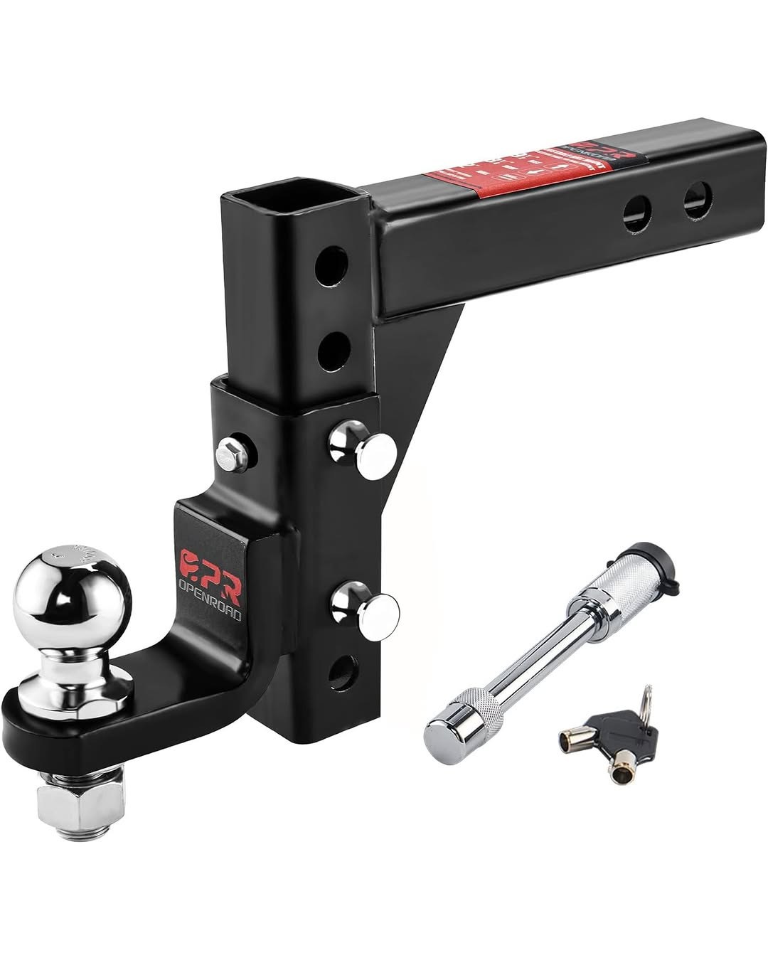 OPENROAD Adjustable Trailer Hitch Ball Mount, Fits 2-Inch Receiver, 2" Tow Balls, 7500 lbs, 9-1/2" Drop / 8-1/4" Rise