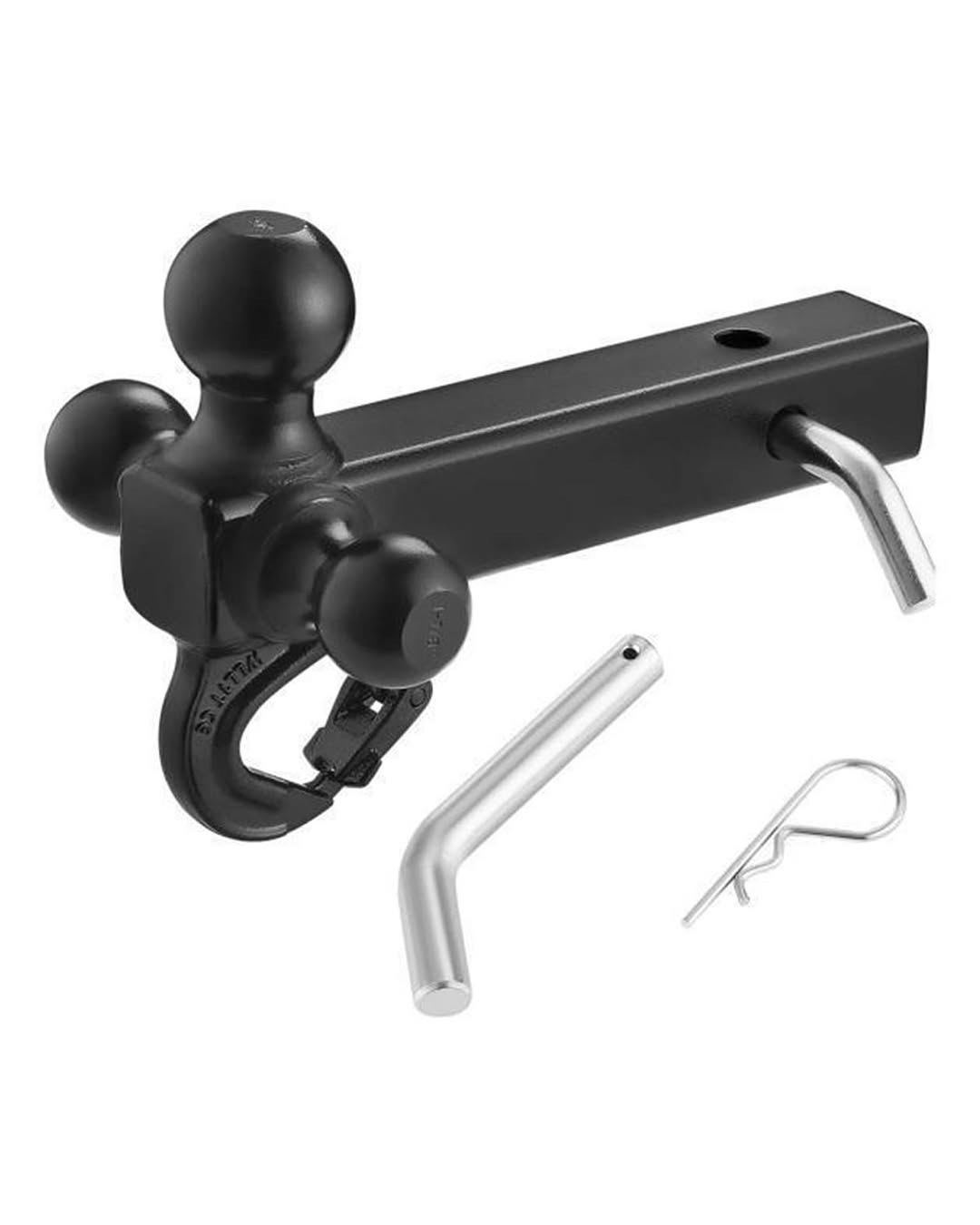 Ayleid Trailer Hitch Tri-Ball Mount with Hook & Pin, Balls 1-7/8", 2" & 2-5/16", Silver