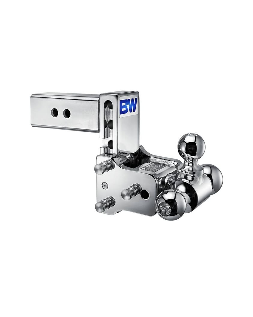B&W Trailer Hitches Tow & Stow Adjustable Trailer Hitch Ball Mount, Fits 2" Receiver, Dual Ball (2" x 2-5/16"), 5" Drop, 10,000 GTW - TS10037B