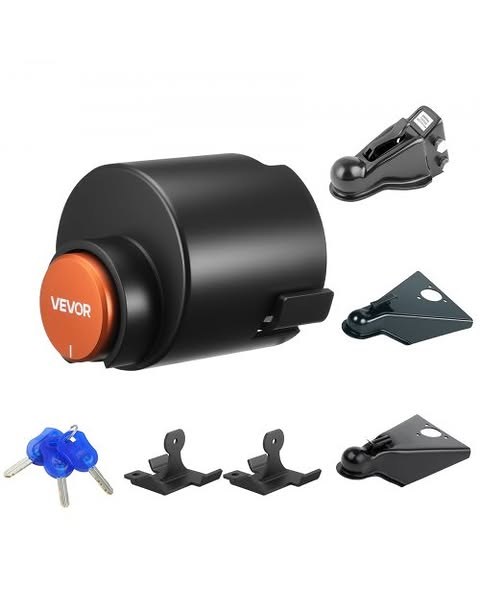 VEVOR Trailer Lock, Fits 1-7/8, 2 & 2-5/16-Inch Straight Tongue Ball Couplers, Heavy Duty Hitch Lock with 4 Keys