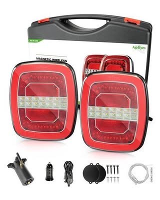 MIEFL Wireless Trailer Lights Kit, Magnetic Tail Light for Trailer, USB-C Rechargeable LED Tow Light, 4 Pin & 7 Way