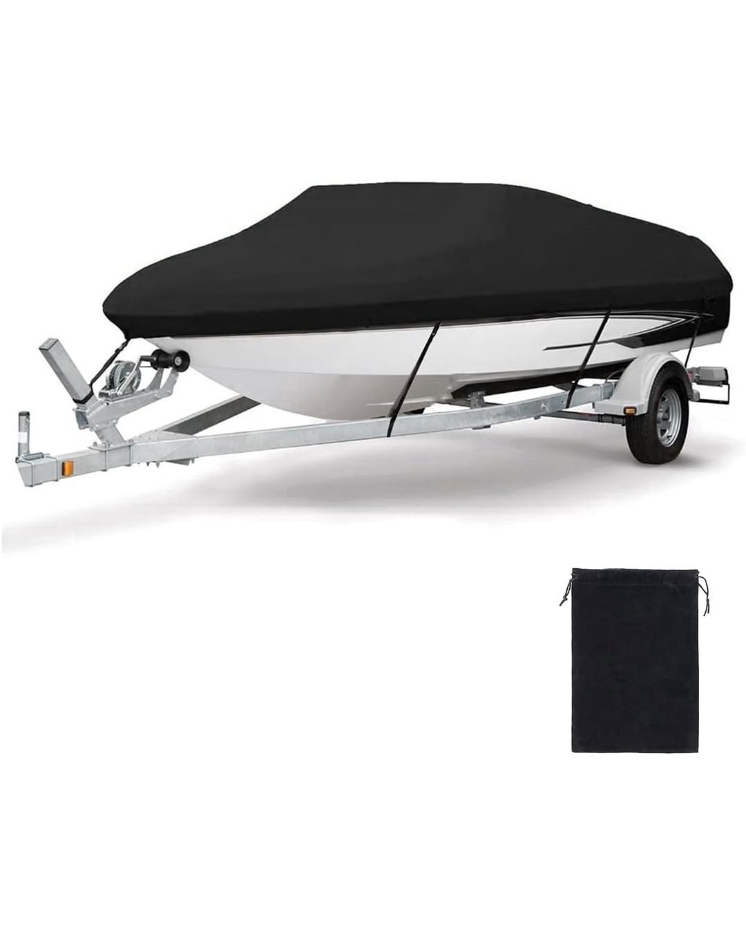Heavy Duty 1200D PU Waterproof Boat Cover, 20'-22' Trailerable Marine Grade Polyester Canvas, Fits V-Hull, Runabout, Fishing Boat, Tri-Hull, Pro-Style Bass Boat