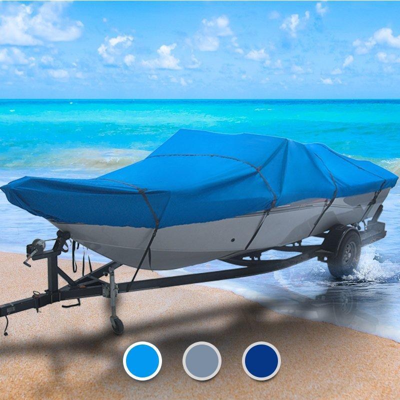 YimSting Boat Covers 17-19ft, 1200D Heavy Duty Waterproof Trailerable Boat Cover with Metal Buckles & Motor Cover, Fits Bass Boat, V-Hull, Tri-Hull, Runabout, Gray