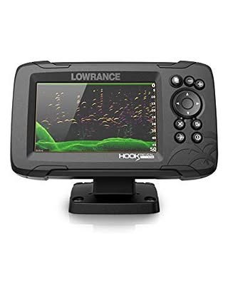 Lowrance HOOK Reveal 5 Inch Fish Finder with Transducer, SplitShot Skimmer Transducer (000-15503-001)