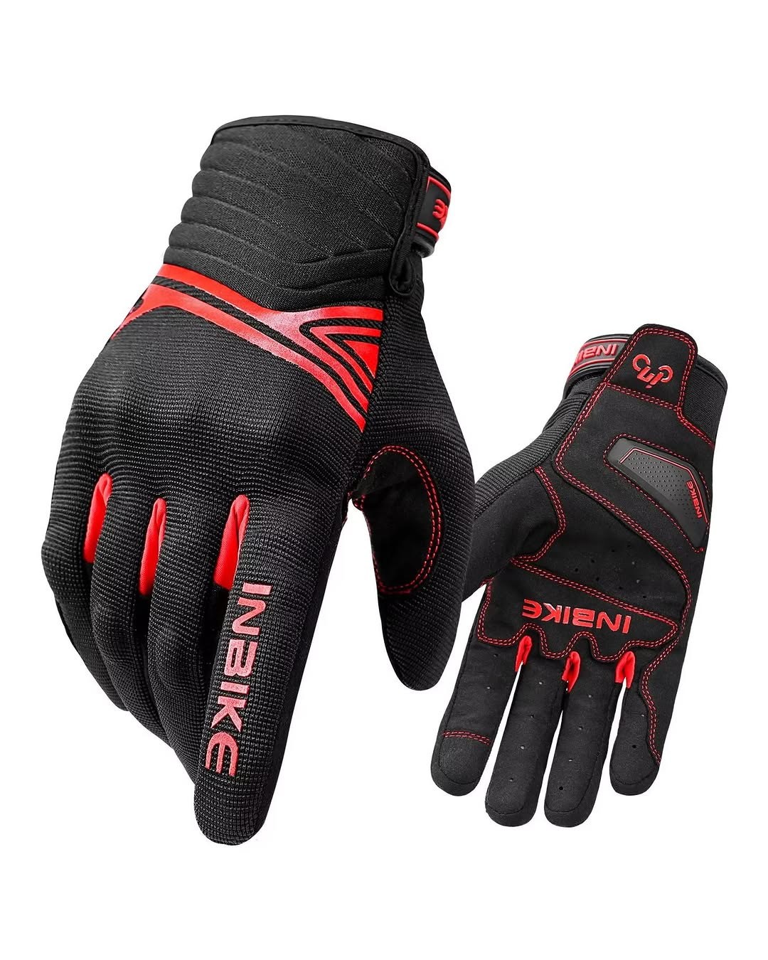 INBIKE Waterproof Winter Motorcycle Gloves, Thermal Fleece Touchscreen with TPR Palm Pad, Hard Knuckle, Black Large