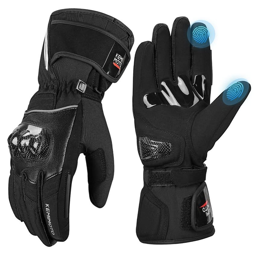 Harssidanzar Mens Winter Warm Leather Motorcycle Gloves with Touchscreen GM041US