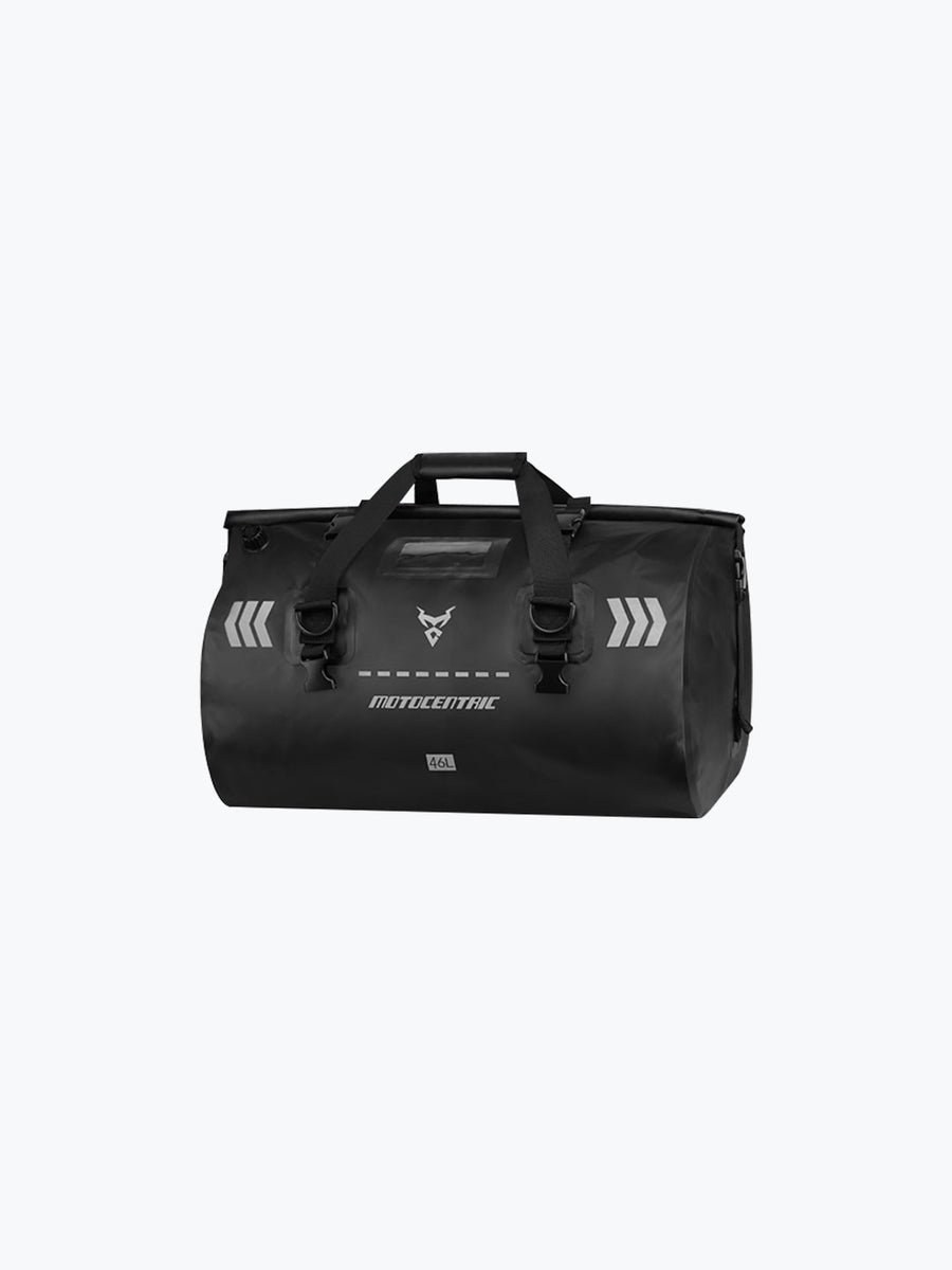 MOTOCENTRIC 46L Motorcycle Luggage, Waterproof Roll-Top Motorcycle Bag for Long Distance Travel & Camping, 500D PVC Heavy Duty Dry Bag with Air Valve & Shoulder Straps, Black