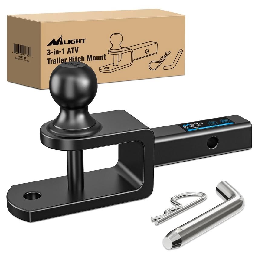 Nilight 3 in 1 ATV UTV Multi Hitch Mount with 2 inch Ball Hitch Rated 2000 LBS, Fits 1-1/4" Receiver, Winch Strap Loop Rated 5000 LBS