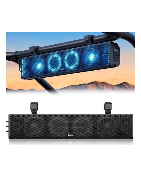 Ehaho 25 Inch UTV Sound Bar, ATV SoundBar Bluetooth with RGB Lighting, IP66 Waterproof, Compatible with Polaris RZR Can-Am