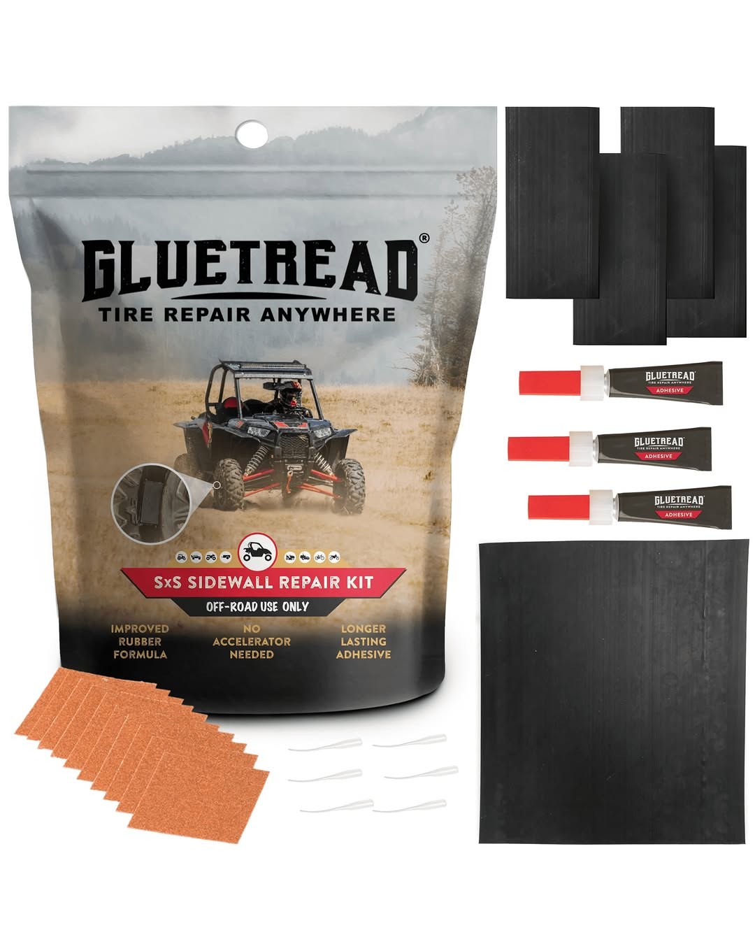 GlueTread SXS Tire Patch Kit, Off-Road Tire Sidewall Reinforcement Kit for UTVs