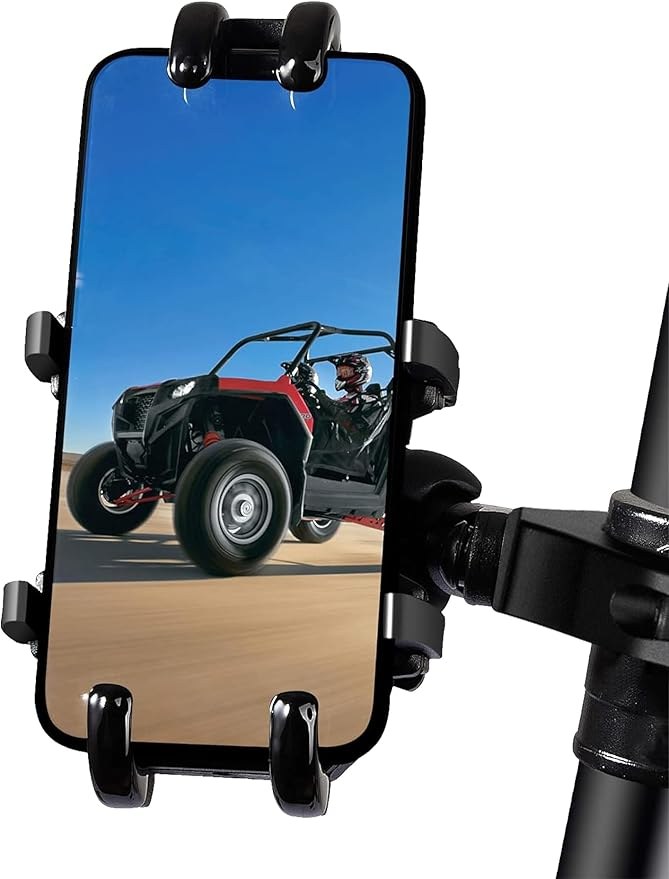UTV Phone Holder, Aluminum Alloy Heavy Duty Cell Phone Mount for UTV/SXS, 360° Adjustable, Fits 1.75"-2" Roll Cage, 4.7"-7.1" Devices