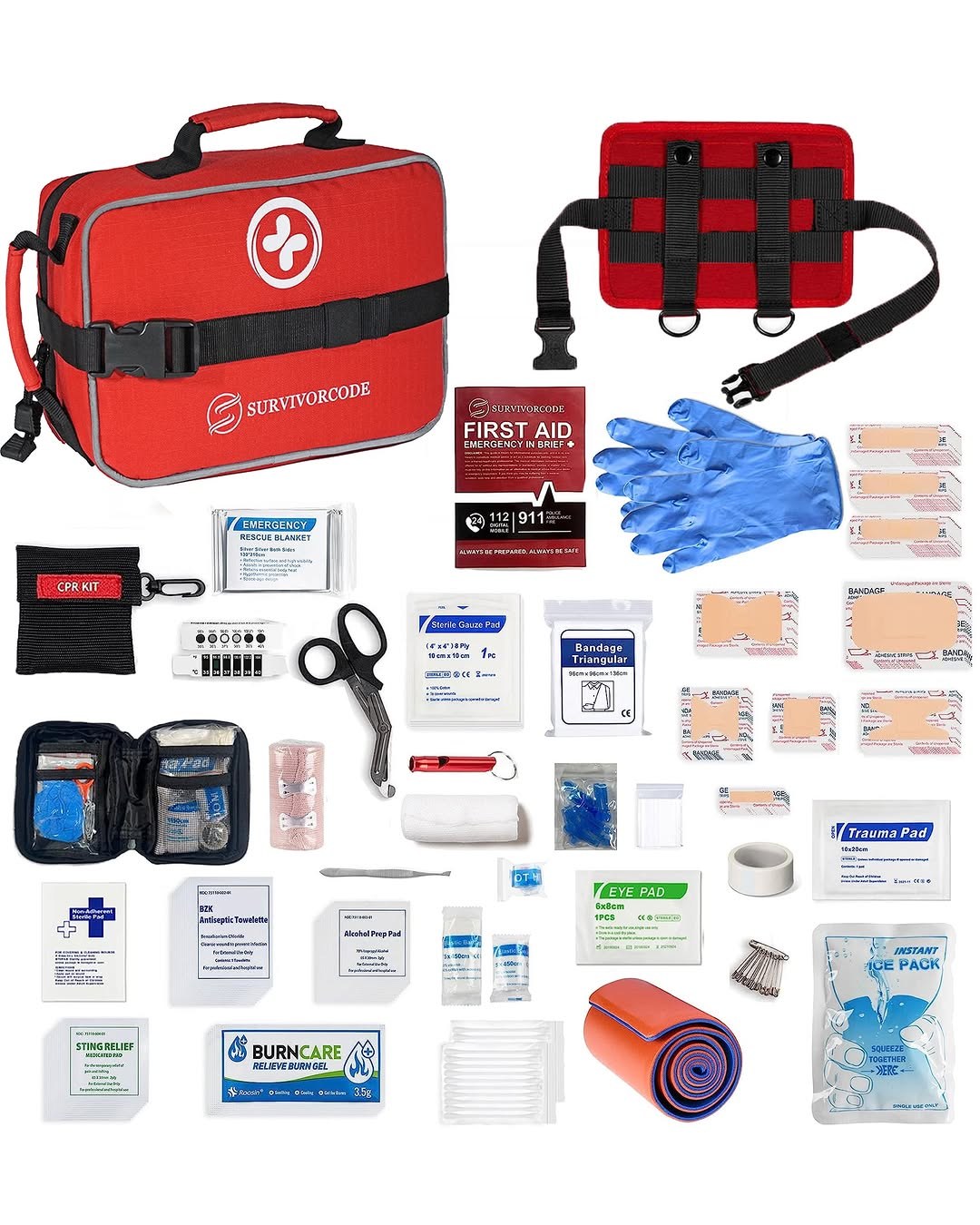 Surviveware Comprehensive Premium First Aid Kit, Emergency Medical Kit for Trucks, Cars, Camping, Office and Sports, Large 200 Piece Set