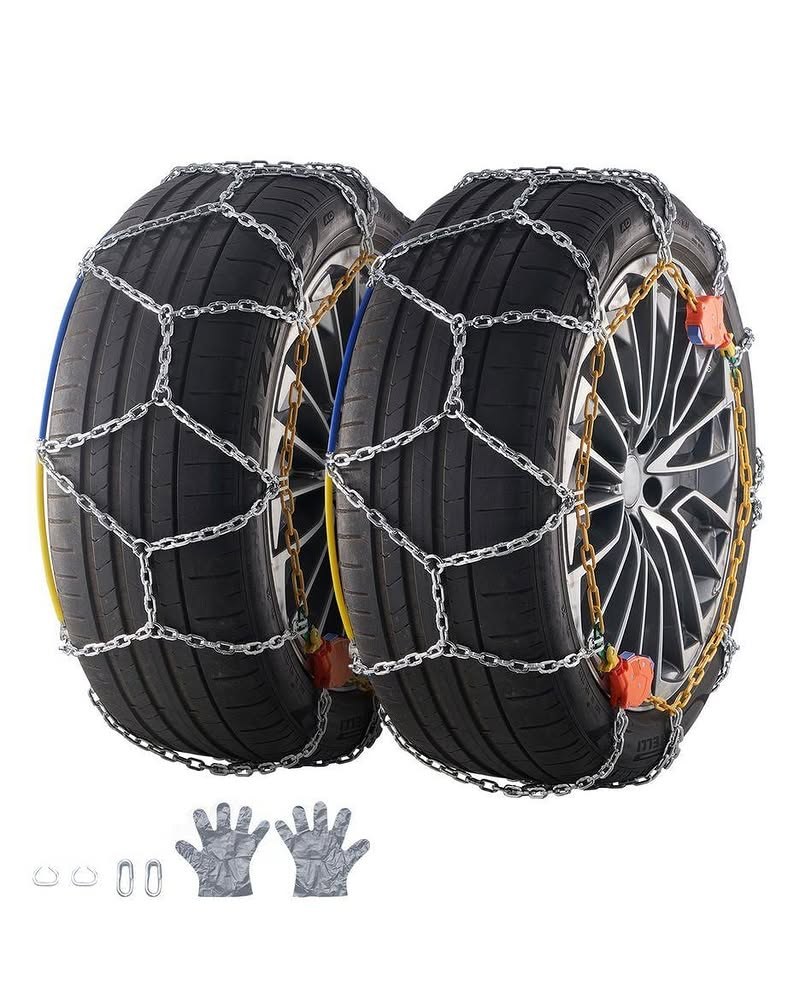 DEDC Auto Lock Snow Tire Chains, 50s Quick Easy, Enhanced Manganese Steel Alloy, Endurance Life 650 Mi, for Car SUV and Pickup Truck 245 255 265 275 295 315, Set of 2 LS1619