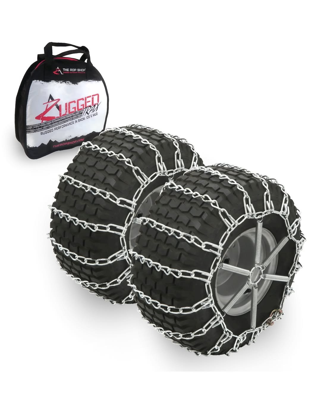 The ROP Shop Pair of 2 Link Tire Chains & Tensioners 15x5x6 for Snow Blowers, Lawn & Garden Tractors, Mowers & Riders, UTV, ATV, 4-Wheelers