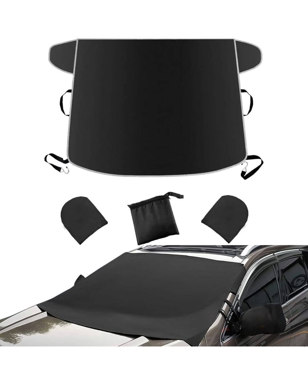 AstroAI Car Windshield Snow Cover, Windshield Cover for Ice and Snow, Frost Cover, 2x Removal Side Mirror Protector, Windproof UV Sunshade Cover for Cars, SUVs, Vans
