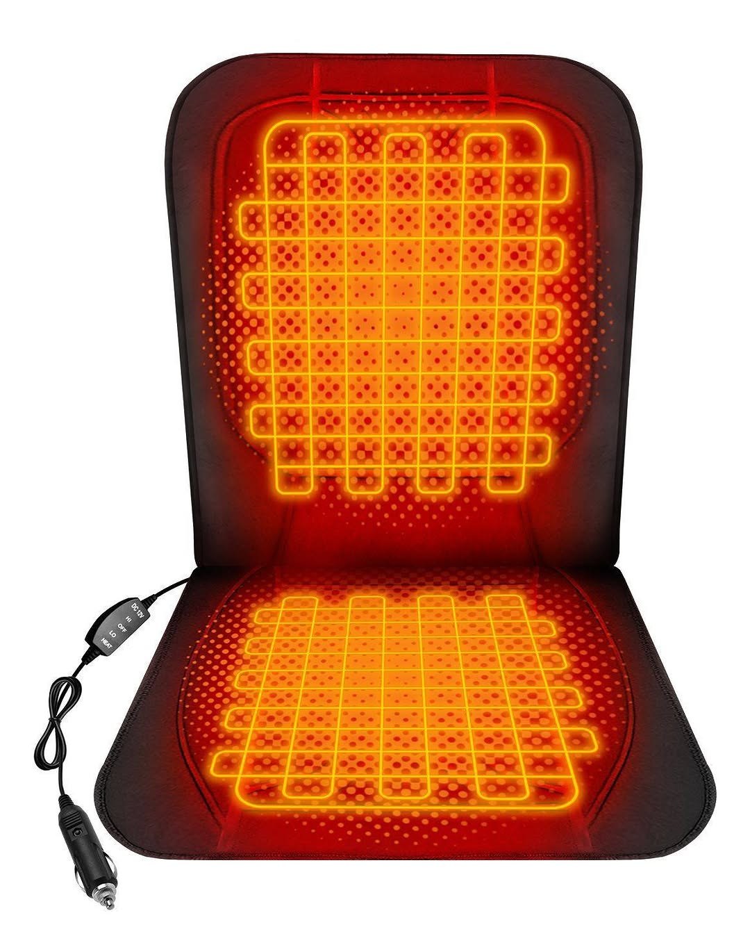 ActionHeat 12V Heated Seat Cushion, 2 Temperature Settings, Plugs into 12-Volt Outlet, Warms Immediately (AH-CAR-12-01)
