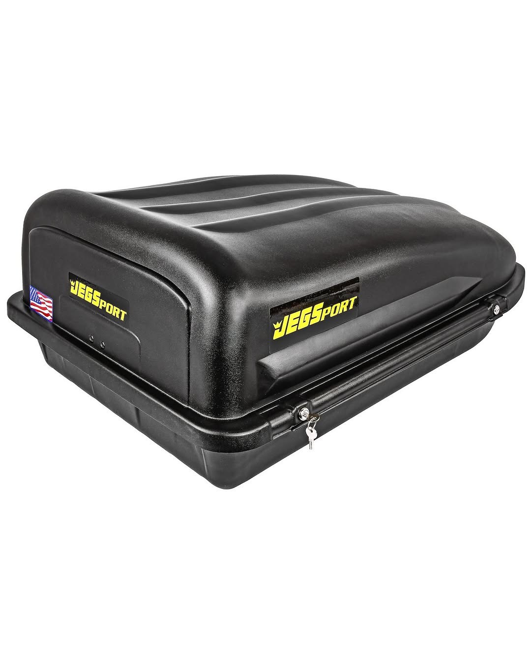 JEGS Rooftop Cargo Carrier for Car Storage, Large Roof Rack Style Carrier, Heavy Duty Weatherproof Storage, Made in USA, 18 Cubic Ft, 110 Lb Capacity, Aero Hard Shell