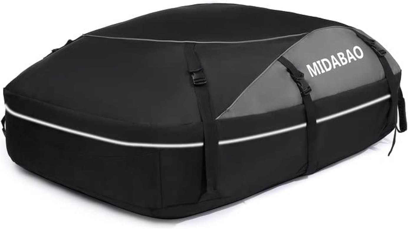 MIDABAO 20 Cubic Waterproof Duty Car Roof Top Carrier, Car Cargo Roof Top Bag, Waterproof & Coated Zippers, Anti Slip Mat, with or without Racks