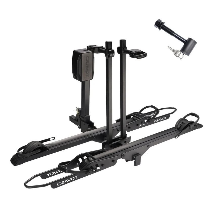 CyberRack E2 Hitch eBike Rack with Ramp, 2-Bike Electric Bike Carrier, 200 lb Capacity, Foldable Platform Mount for Cars, Trucks, SUVs, Vans & RV with 2" Receiver, Fits Up to 5" Fat Tire E-Bikes