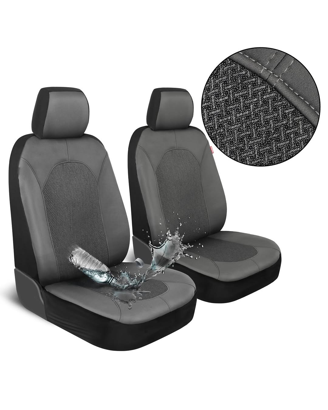 Motor Trend AquaShield Waterproof Front Seat Covers, Solid Gray, Neoprene Front Car Seats Cover, SUV Seat Covers Protector for Auto, Trucks & Dog Owners